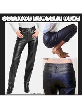 Vintage Leather Newport News Black Lined Straight Leg Pants (6P)